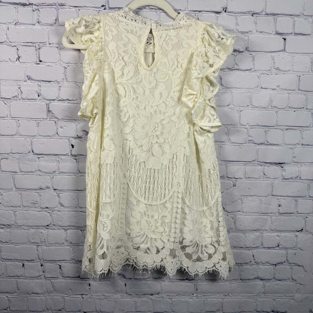 Sweet Lovely By Jen Ivory Lace High Neck Top - Picture 2 of 7